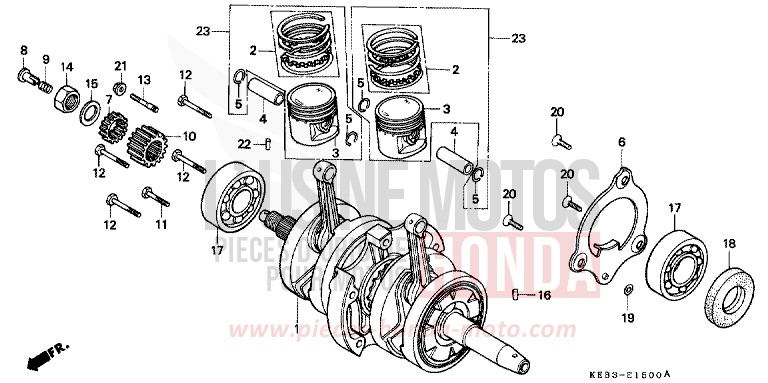 CRANKSHAFT/PISTON for CA125 REBEL BLACK (NH1) from 1995